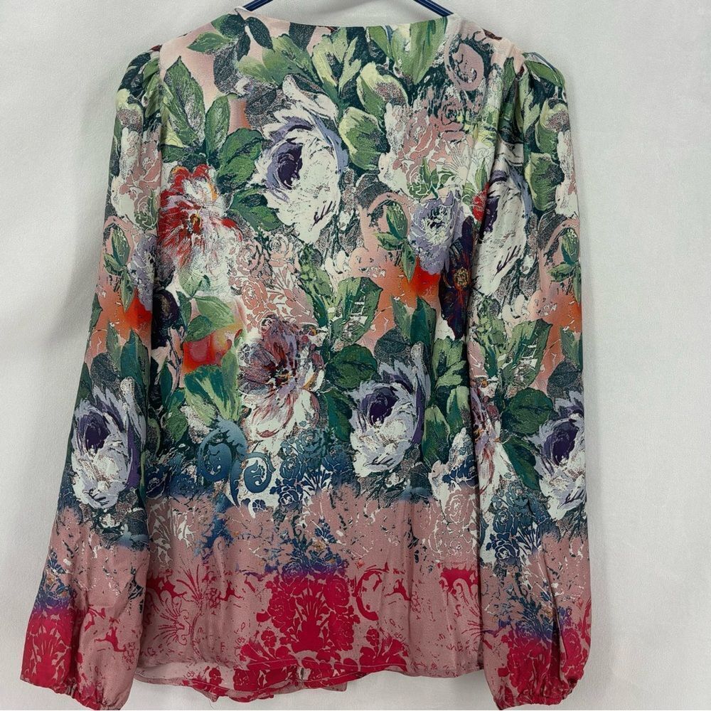 Sundance 100% Silk Sugarplum Garden Blouse Women’s XS Colorful Long Sleeve Top - Picture 6 of 11